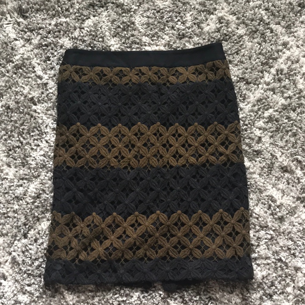 Loft Green and Black Skirt